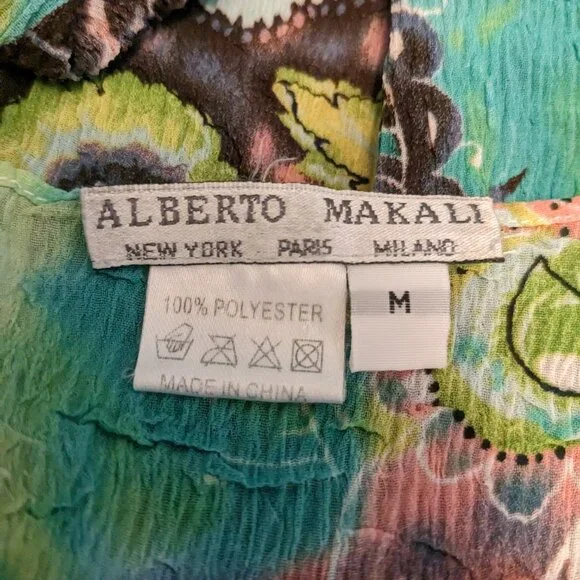 Vintage 90's Alberto Makali Artsy Mixed Media Women's Blouse - Picture 4 of 6